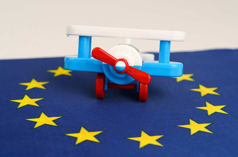 toy plane on european union flag